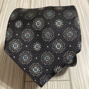 Nordstrom Silk Tie Black, Blue Geometric Men Necktie.